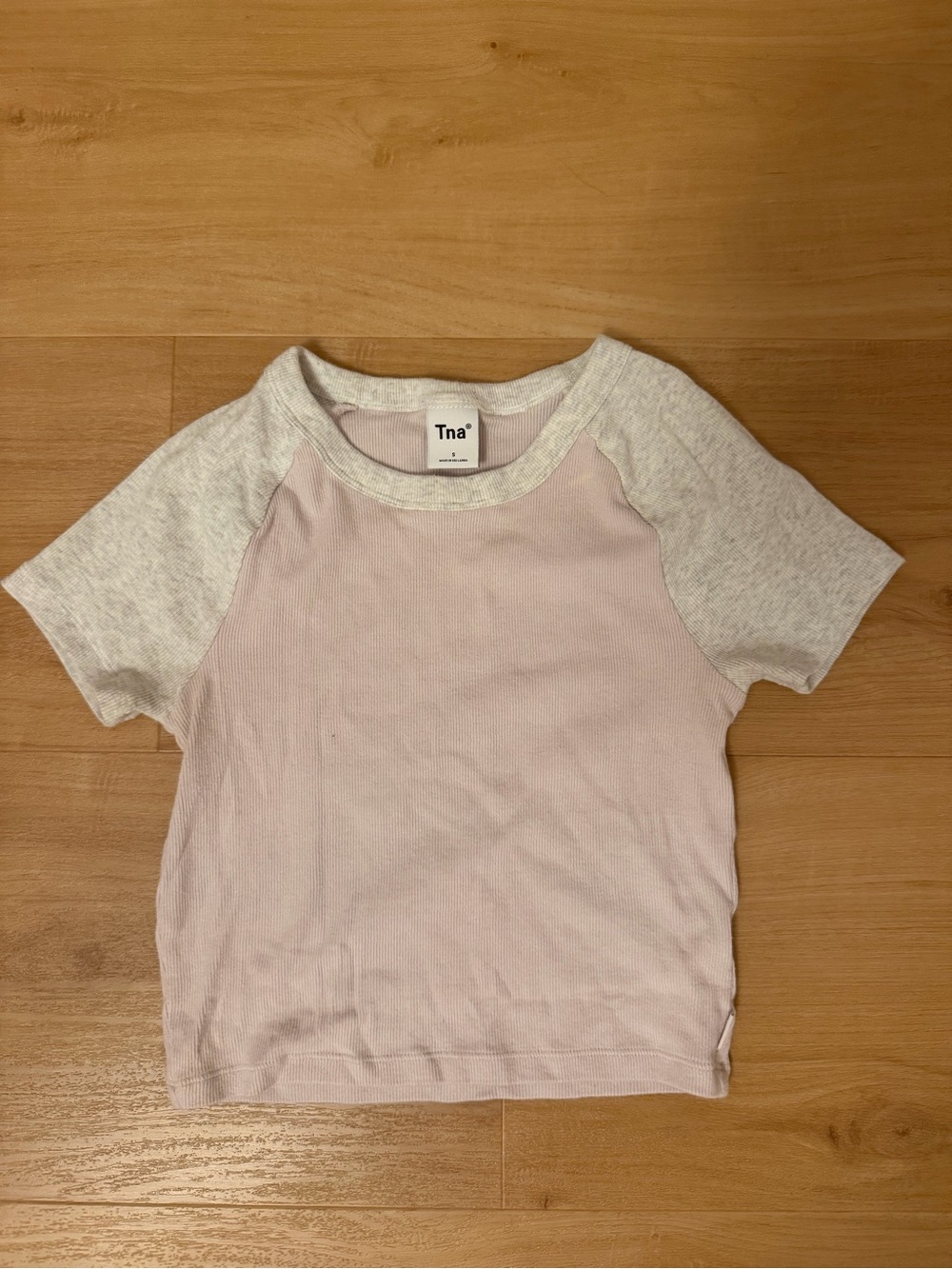 TNA' Light Pink & Heather Gray Raglan Tee